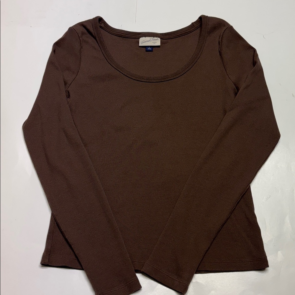 Universal Thread women’s chocolate brown slim fit ribbed long sleeve top size L